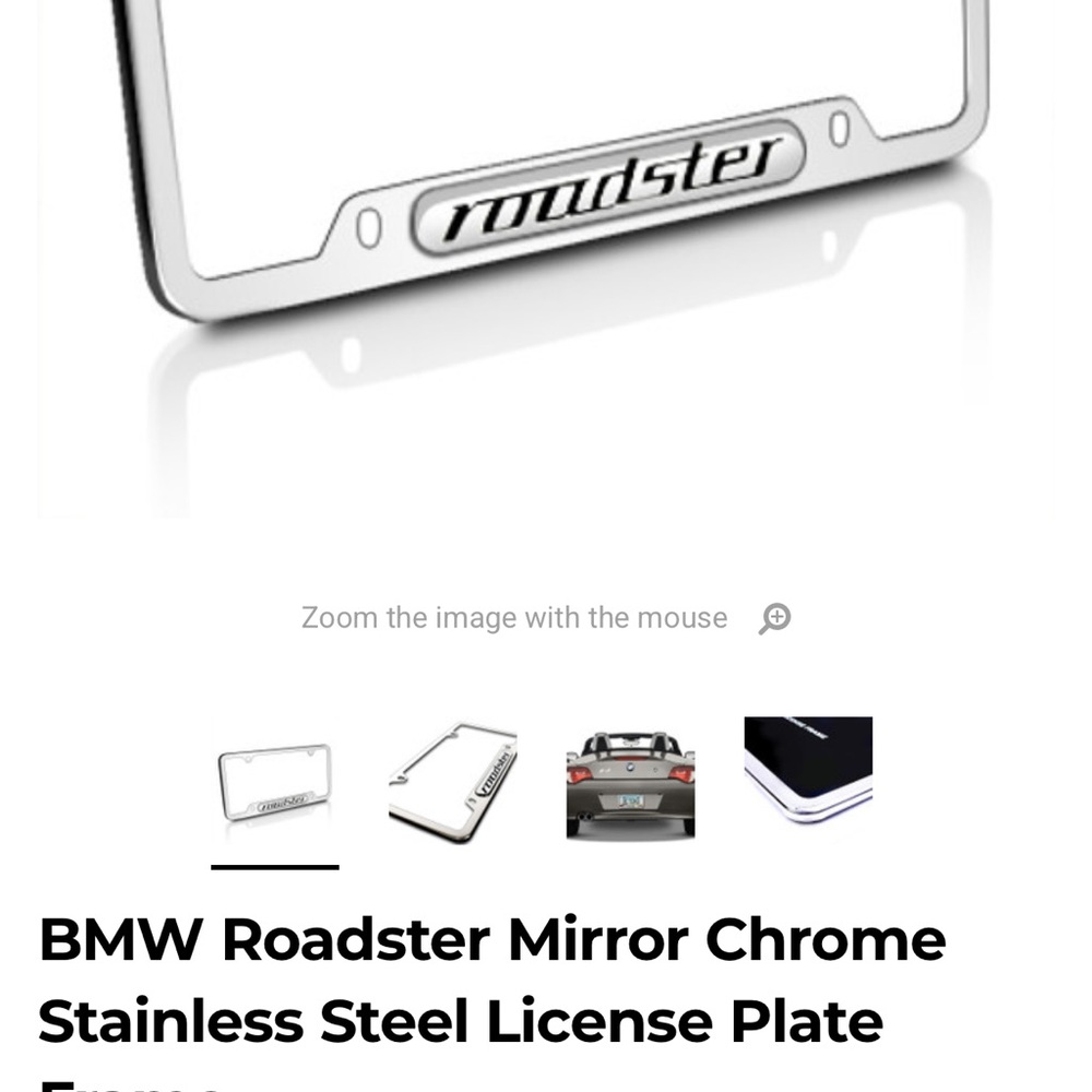 BMW Roadster License Plate Frame - Silver and Black - Picture 4 of 7